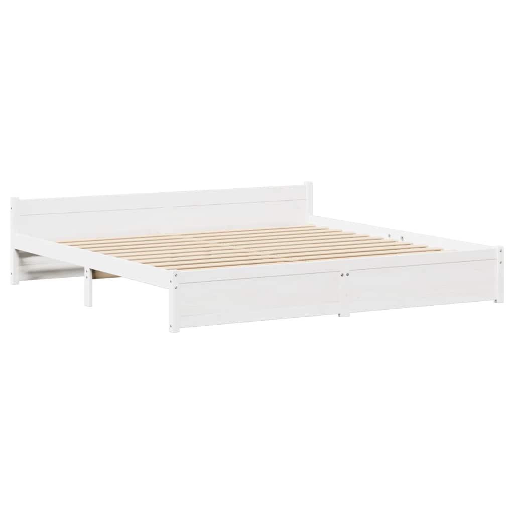 vidaXL Bed Frame without Mattress White 180x200 cm Super King Solid Wood Pine