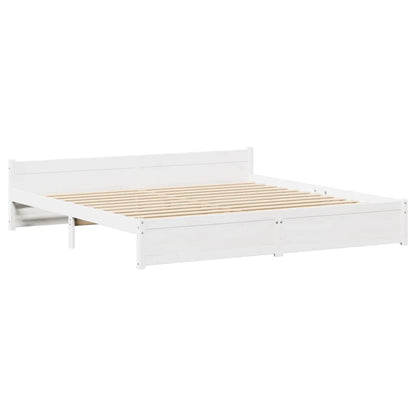 vidaXL Bed Frame without Mattress White 180x200 cm Super King Solid Wood Pine