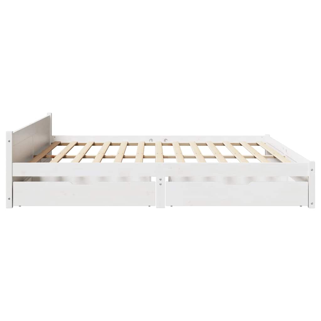 vidaXL Bed Frame without Mattress White 180x200 cm Super King Solid Wood Pine