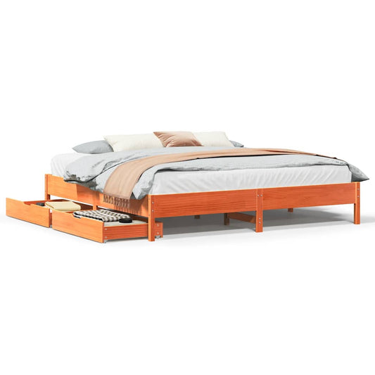 vidaXL Bed Frame without Mattress Wax Brown 200x200 cm Solid Wood Pine
