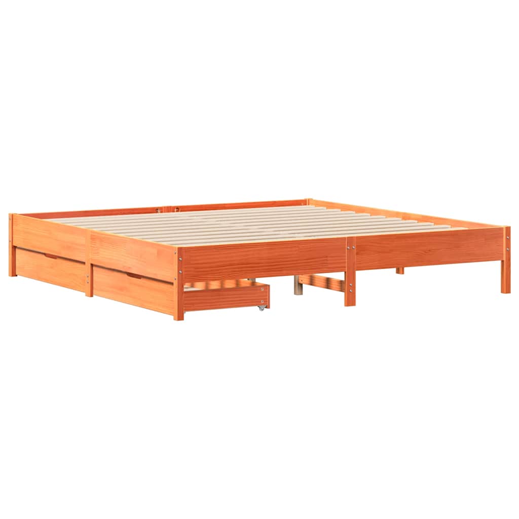 vidaXL Bed Frame without Mattress Wax Brown 200x200 cm Solid Wood Pine