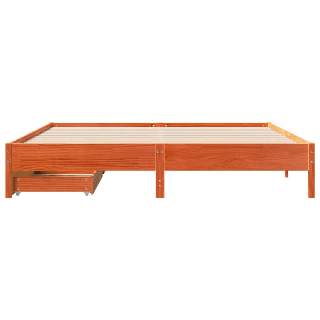 vidaXL Bed Frame without Mattress Wax Brown 200x200 cm Solid Wood Pine
