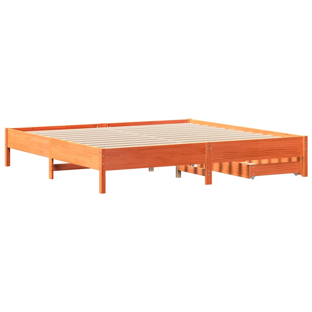 vidaXL Bed Frame without Mattress Wax Brown 200x200 cm Solid Wood Pine