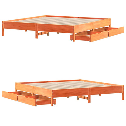 vidaXL Bed Frame without Mattress Wax Brown 200x200 cm Solid Wood Pine