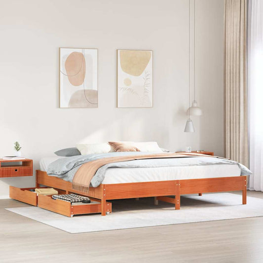 vidaXL Bed Frame without Mattress Wax Brown 200x200 cm Solid Wood Pine