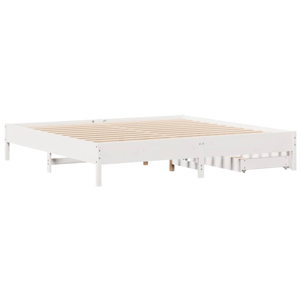 vidaXL Bed Frame without Mattress White 180x200 cm Super King Solid Wood Pine