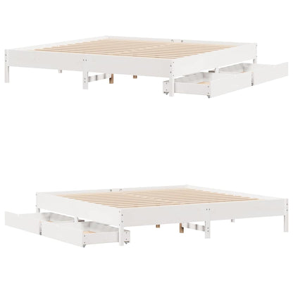 vidaXL Bed Frame without Mattress White 180x200 cm Super King Solid Wood Pine