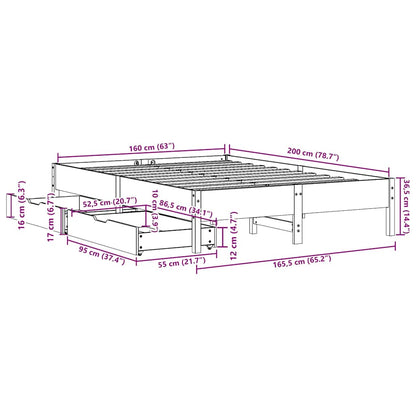 vidaXL Bed Frame without Mattress White 160x200 cm Solid Wood Pine