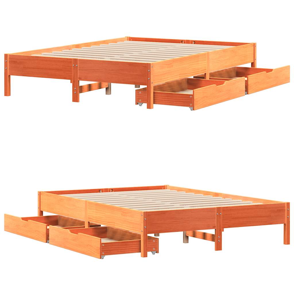 vidaXL Bed Frame without Mattress Wax Brown 160x200 cm Solid Wood Pine