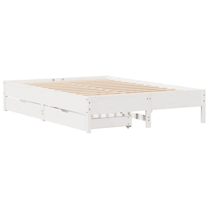 vidaXL Bed Frame without Mattress White 150x200 cm King Size Solid Wood Pine