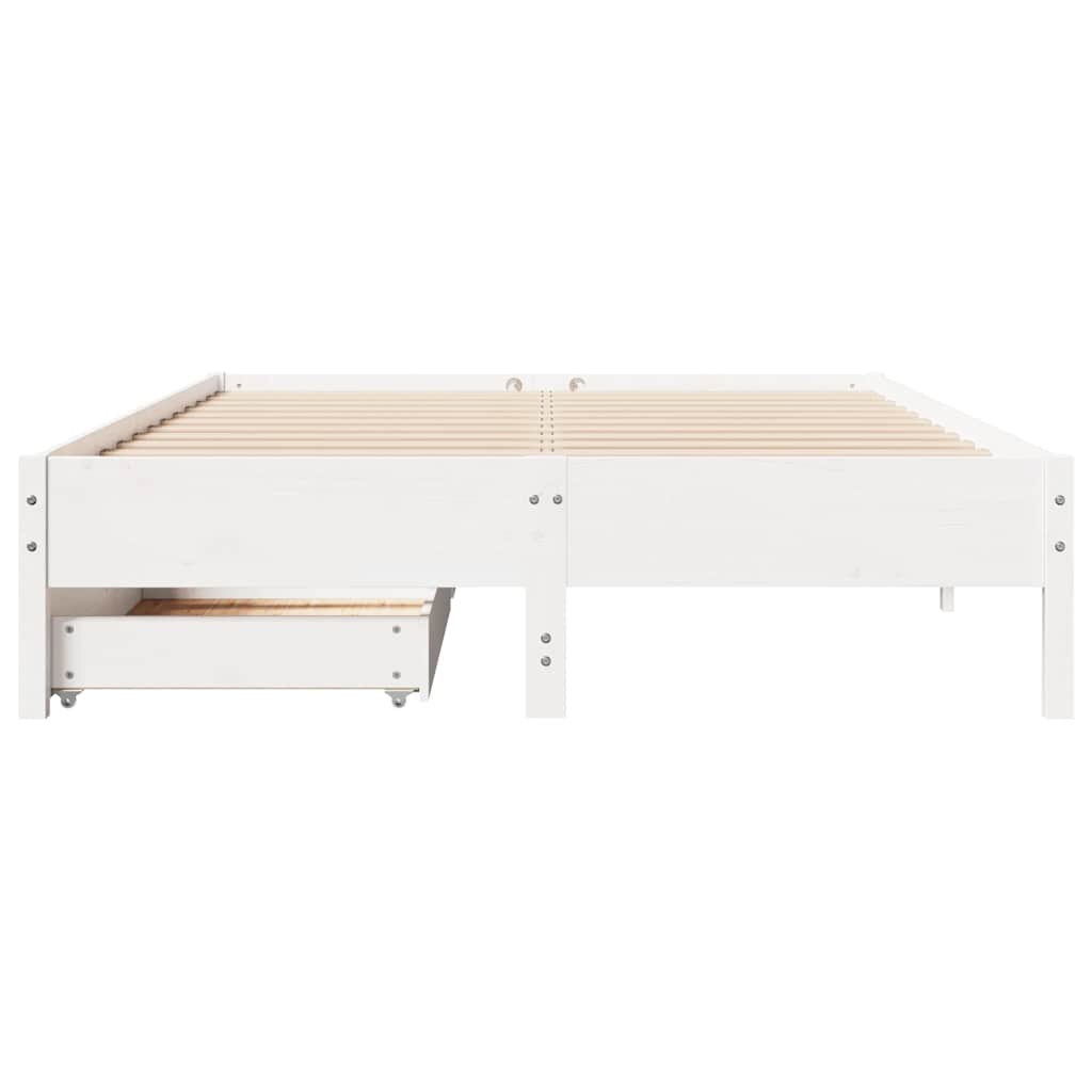 vidaXL Bed Frame without Mattress White 150x200 cm King Size Solid Wood Pine