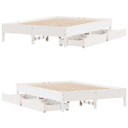 vidaXL Bed Frame without Mattress White 150x200 cm King Size Solid Wood Pine