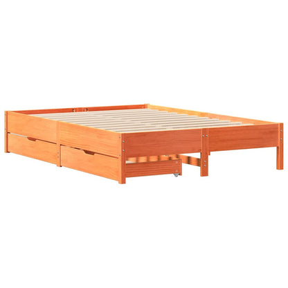 vidaXL Bed Frame without Mattress Wax Brown 150x200 cm King Size Solid Wood Pine