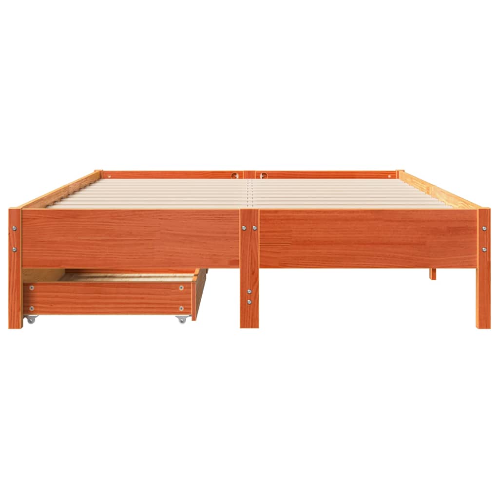 vidaXL Bed Frame without Mattress Wax Brown 150x200 cm King Size Solid Wood Pine