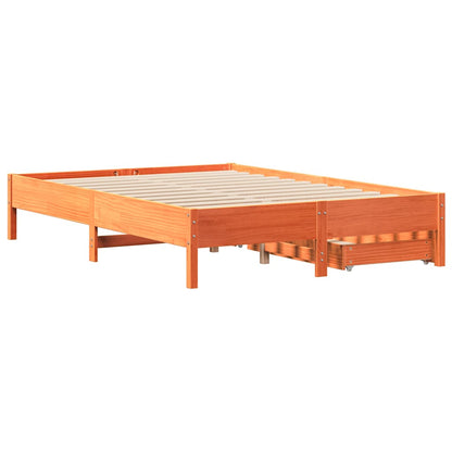 vidaXL Bed Frame without Mattress Wax Brown 150x200 cm King Size Solid Wood Pine