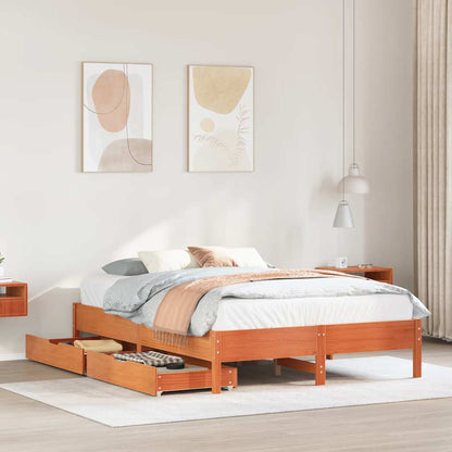 vidaXL Bed Frame without Mattress Wax Brown 150x200 cm King Size Solid Wood Pine