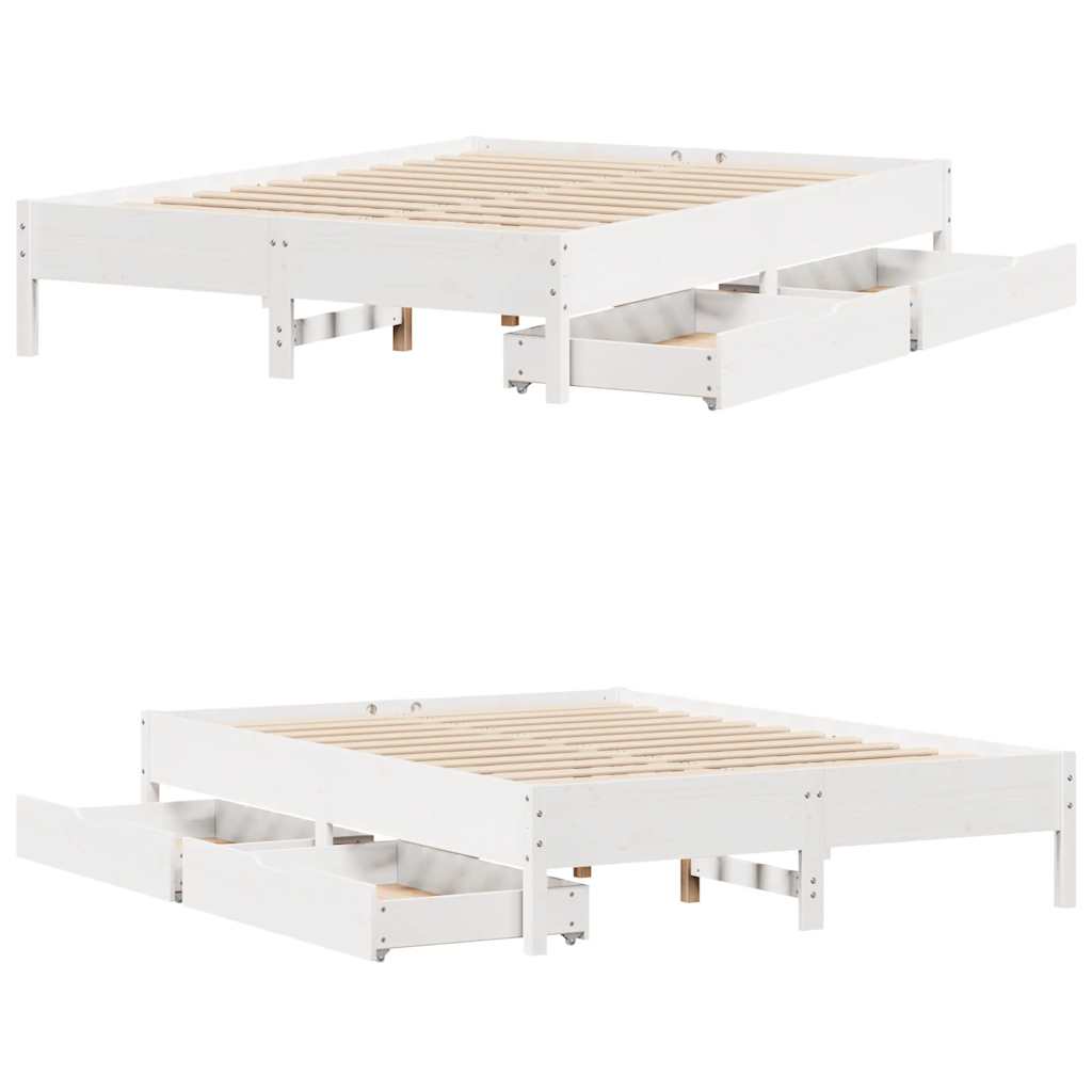 vidaXL Bed Frame without Mattress White 140x200 cm Solid Wood Pine