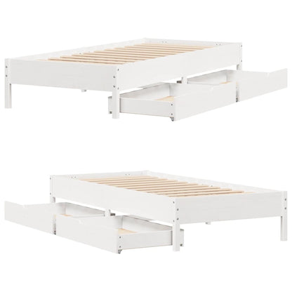 vidaXL Bed Frame without Mattress White 100x200 cm Solid Wood Pine
