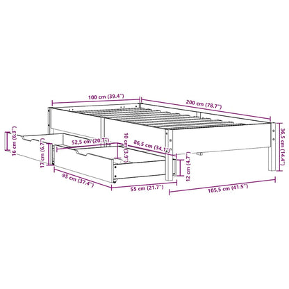 vidaXL Bed Frame without Mattress White 100x200 cm Solid Wood Pine