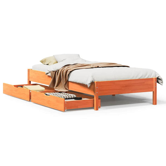 vidaXL Bed Frame without Mattress Wax Brown 100x200 cm Solid Wood Pine