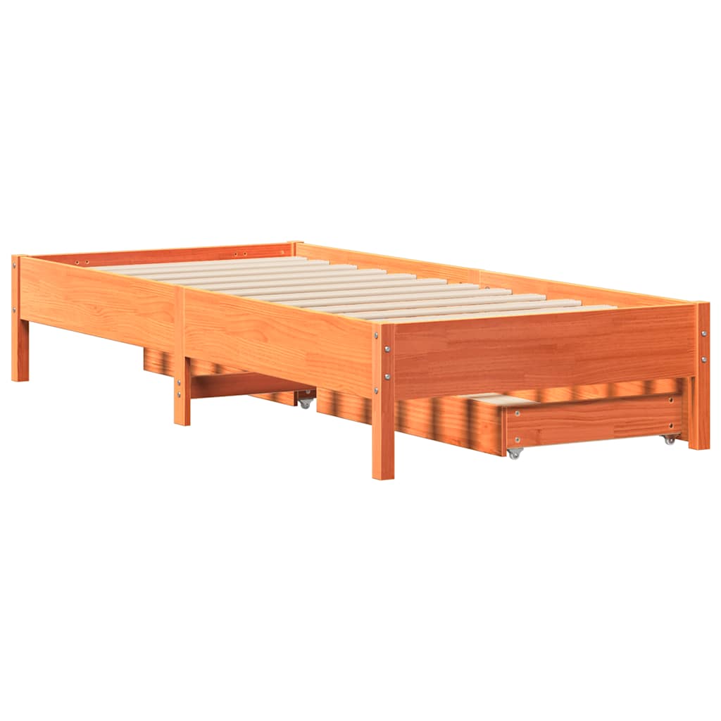 vidaXL Bed Frame without Mattress Wax Brown 100x200 cm Solid Wood Pine