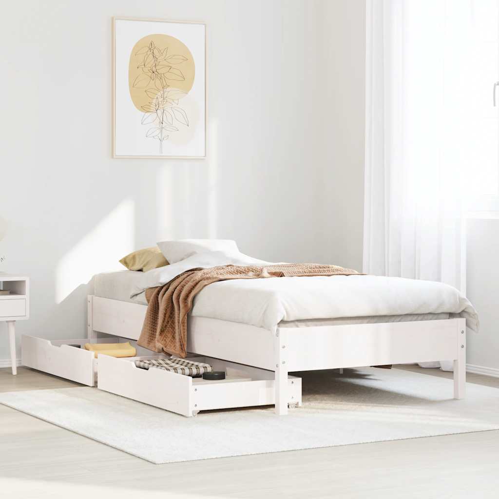 vidaXL Bed Frame without Mattress White 90x200 cm Solid Wood Pine