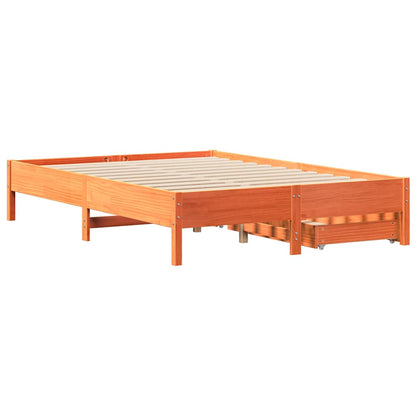 vidaXL Bed Frame without Mattress Wax Brown 140x190 cm Solid Wood Pine