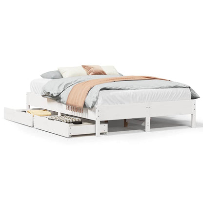 vidaXL Bed Frame without Mattress White 135x190 cm Double Solid Wood Pine