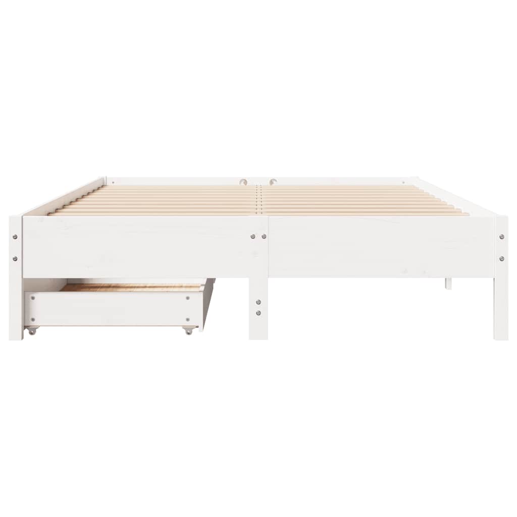 vidaXL Bed Frame without Mattress White 135x190 cm Double Solid Wood Pine