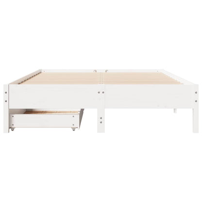 vidaXL Bed Frame without Mattress White 135x190 cm Double Solid Wood Pine