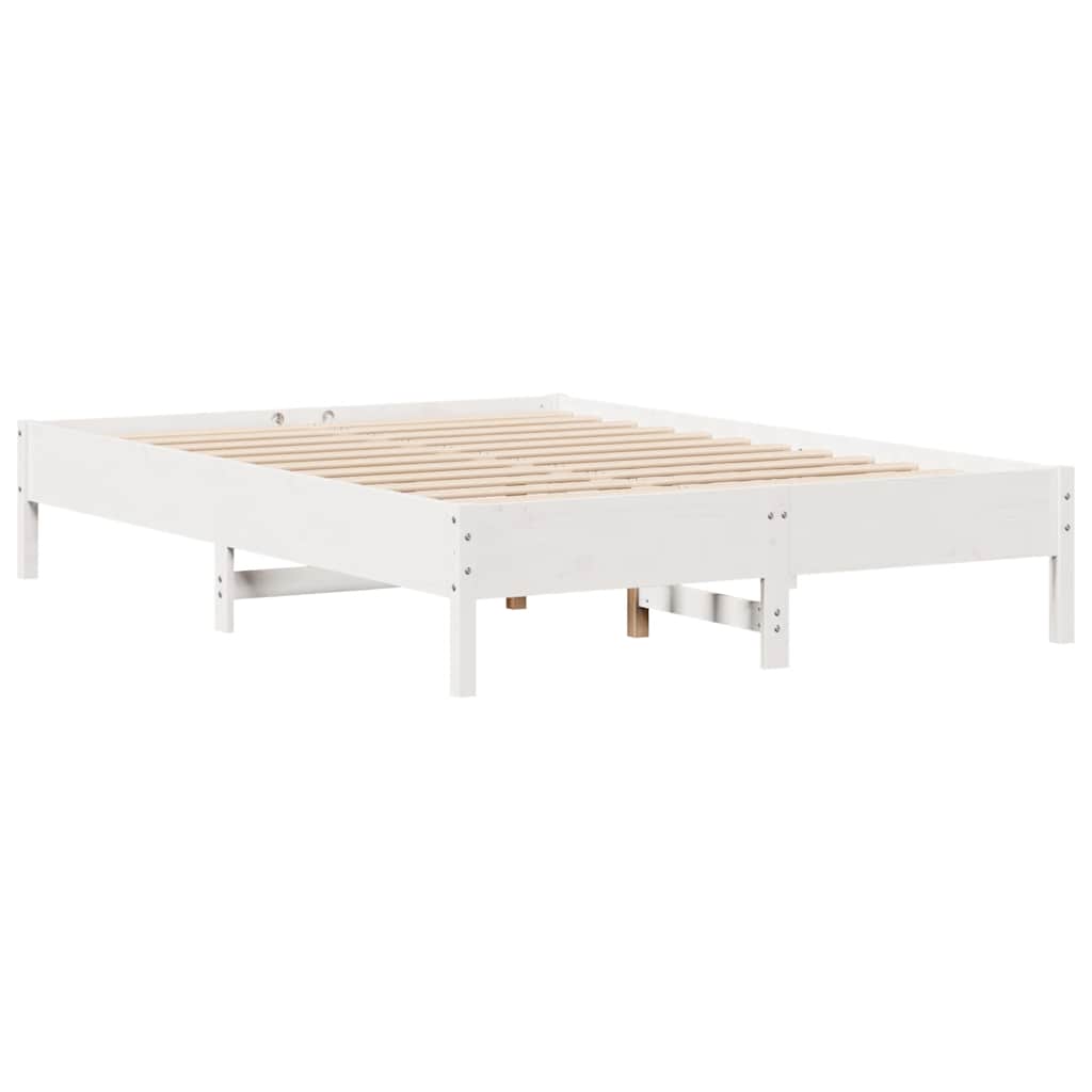 vidaXL Bed Frame without Mattress White 135x190 cm Double Solid Wood Pine
