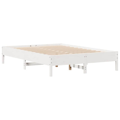 vidaXL Bed Frame without Mattress White 135x190 cm Double Solid Wood Pine