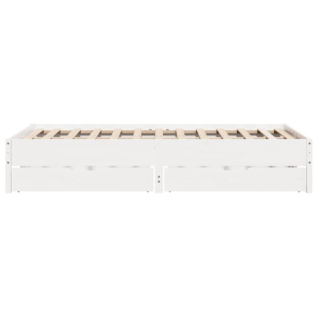 vidaXL Bed Frame without Mattress White 135x190 cm Double Solid Wood Pine