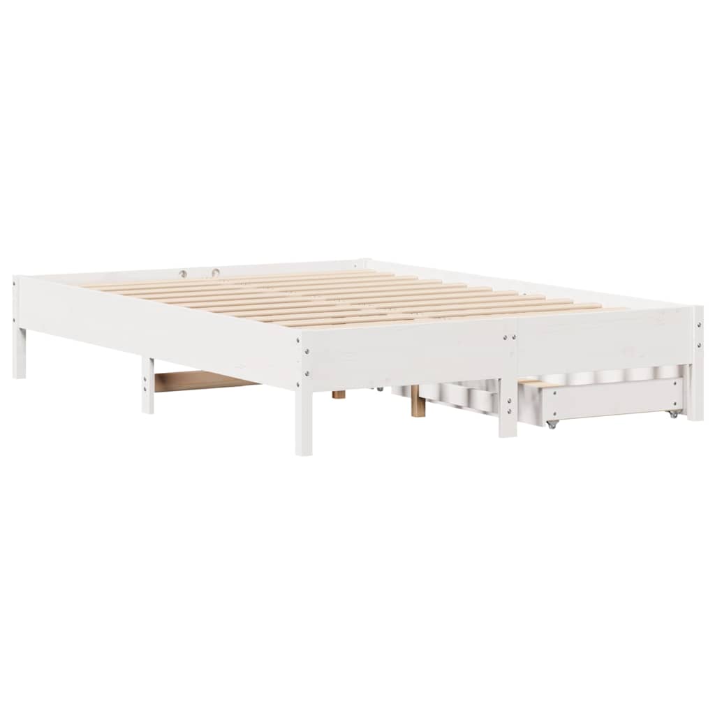 vidaXL Bed Frame without Mattress White 135x190 cm Double Solid Wood Pine