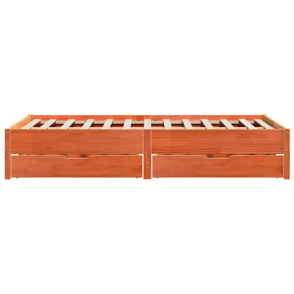 vidaXL Bed Frame without Mattress Wax Brown 135x190 cm Double Solid Wood Pine