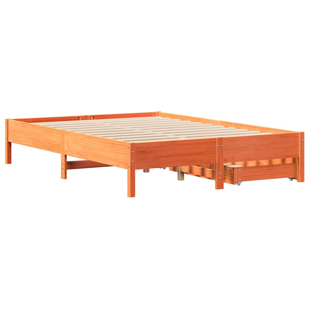 vidaXL Bed Frame without Mattress Wax Brown 120x190 cm Small Double Solid Wood Pine