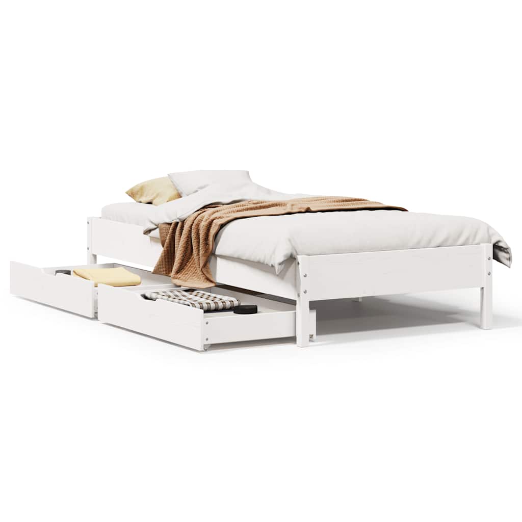 vidaXL Bed Frame without Mattress White 90x190 cm Single Solid Wood Pine