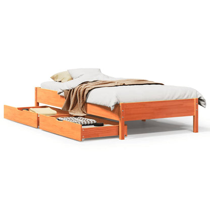 vidaXL Bed Frame without Mattress Wax Brown 90x190 cm Single Solid Wood Pine