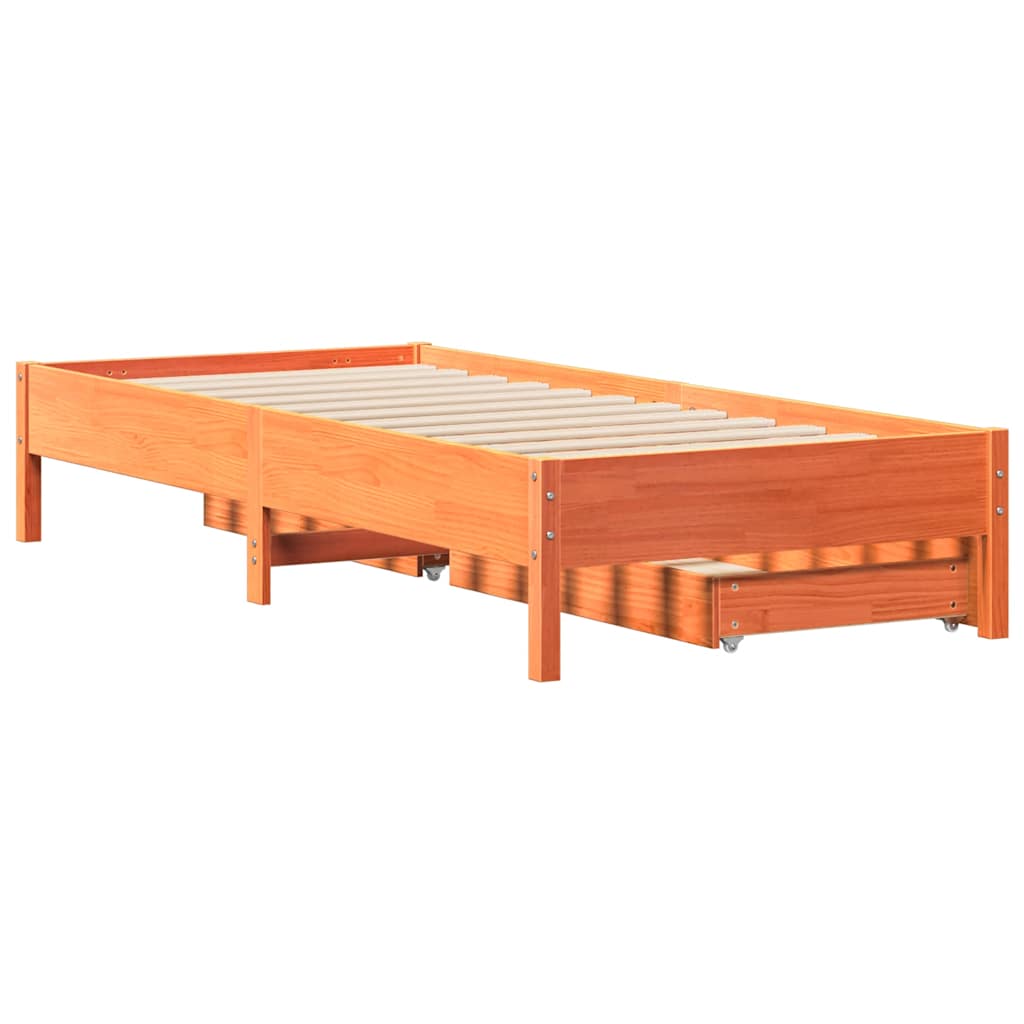 vidaXL Bed Frame without Mattress Wax Brown 90x190 cm Single Solid Wood Pine