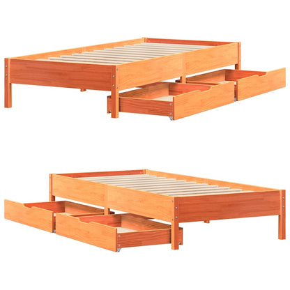 vidaXL Bed Frame without Mattress Wax Brown 90x190 cm Single Solid Wood Pine