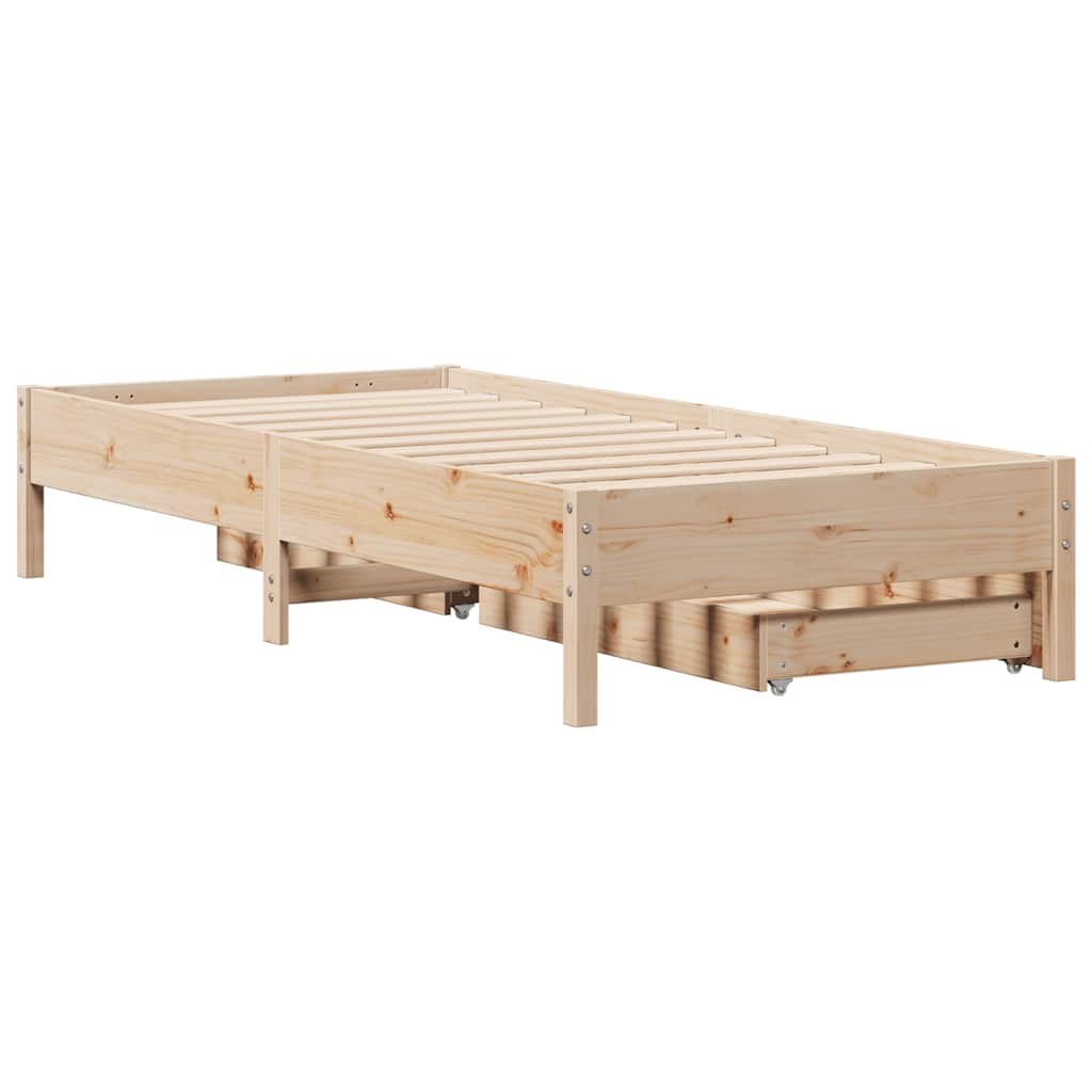 vidaXL Bed Frame without Mattress 75x190 cm Small Single Solid Wood Pine