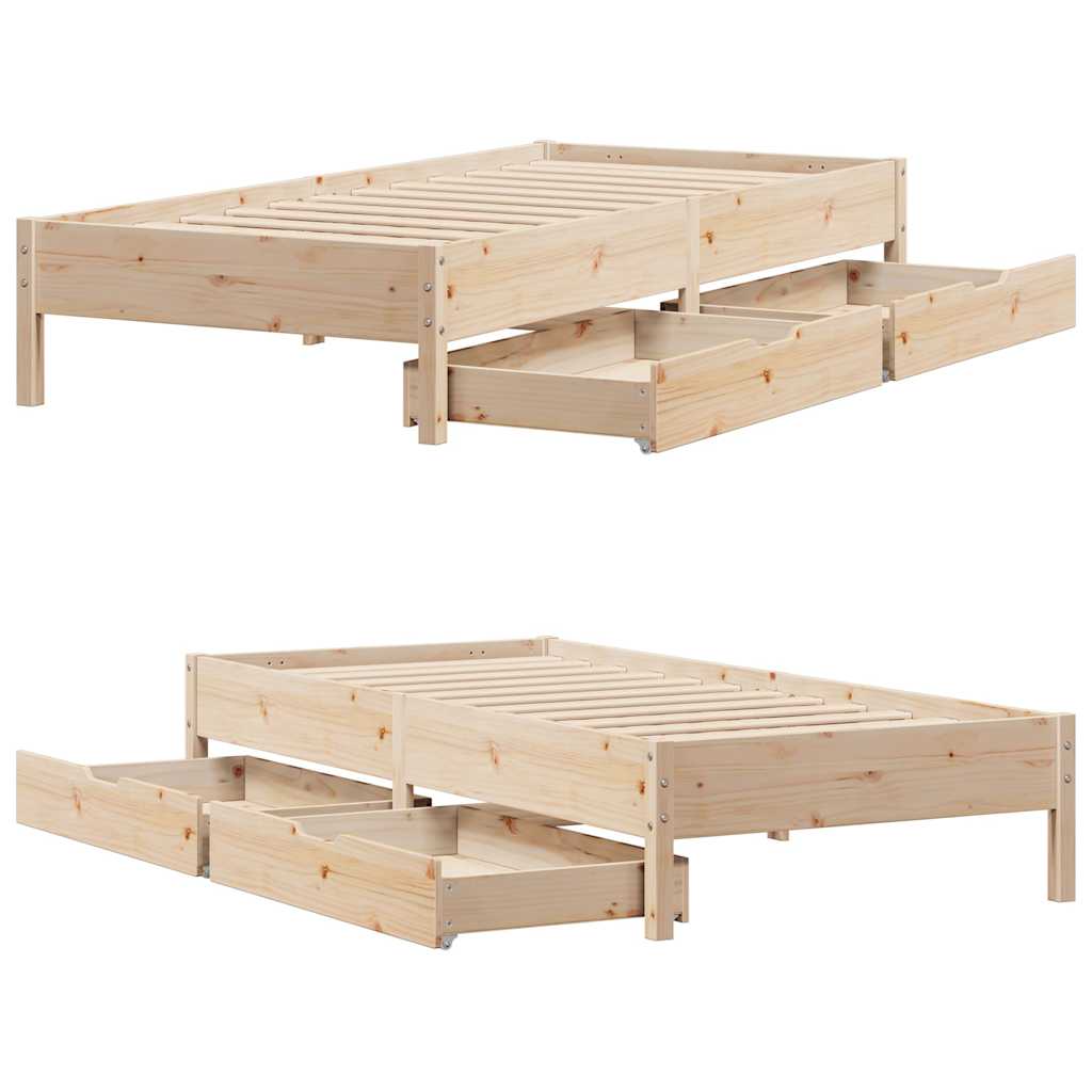 vidaXL Bed Frame without Mattress 75x190 cm Small Single Solid Wood Pine