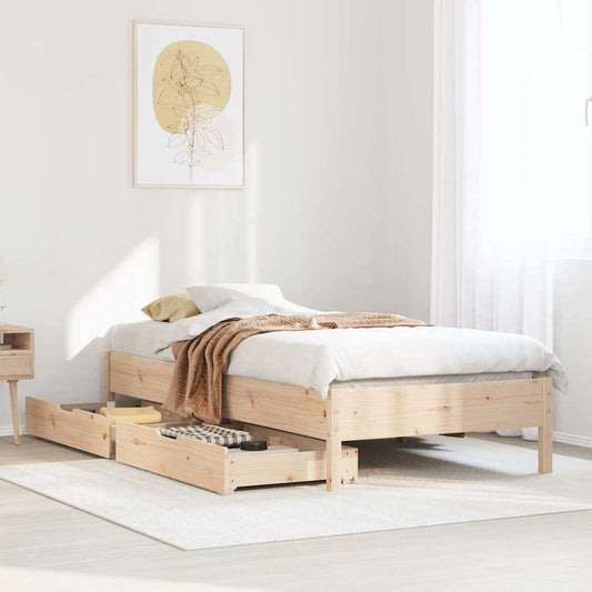 vidaXL Bed Frame without Mattress 75x190 cm Small Single Solid Wood Pine