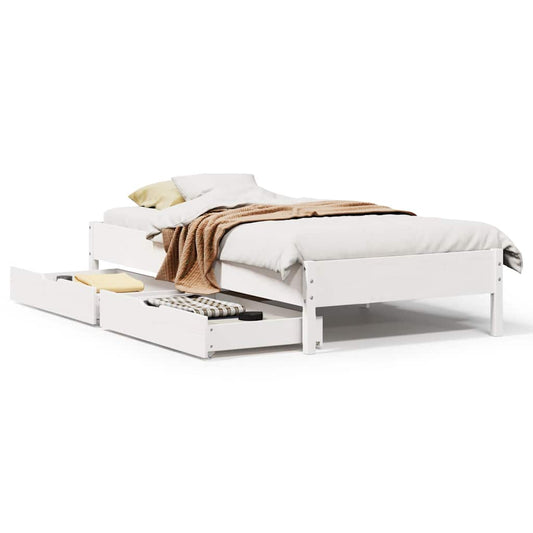 vidaXL Bed Frame without Mattress White 75x190 cm Small Single Solid Wood Pine