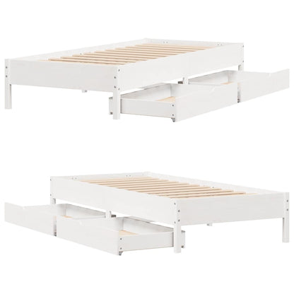 vidaXL Bed Frame without Mattress White 75x190 cm Small Single Solid Wood Pine