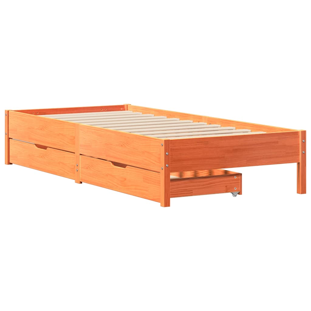 vidaXL Bed Frame without Mattress Wax Brown 75x190 cm Small Single Solid Wood Pine