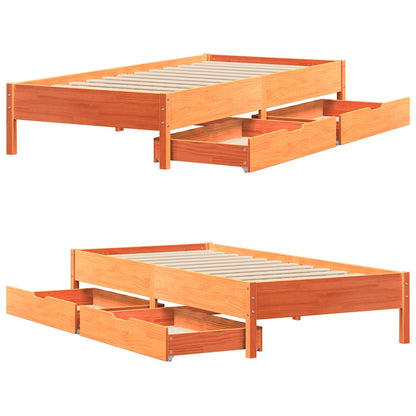 vidaXL Bed Frame without Mattress Wax Brown 75x190 cm Small Single Solid Wood Pine