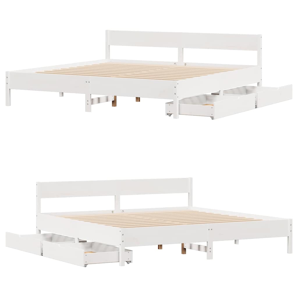 vidaXL Bed Frame without Mattress White 200x200 cm Solid Wood Pine