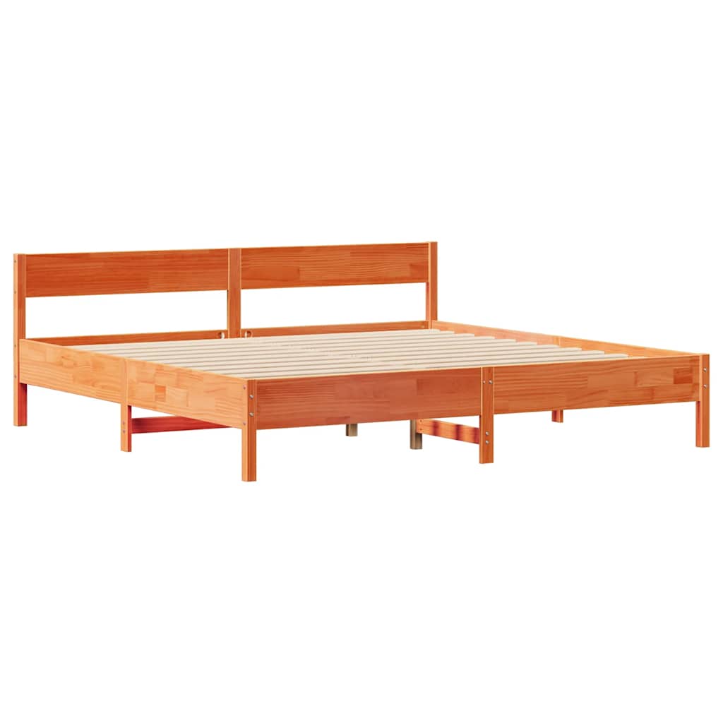 vidaXL Bed Frame without Mattress Wax Brown 200x200 cm Solid Wood Pine