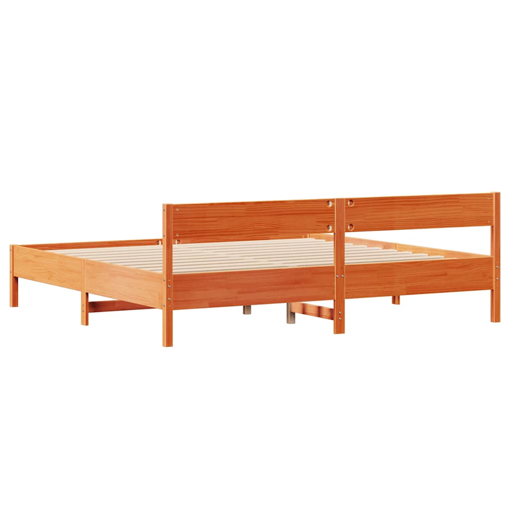 vidaXL Bed Frame without Mattress Wax Brown 200x200 cm Solid Wood Pine